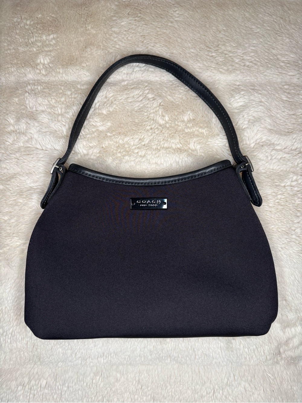 Vintage Coach 6236 Black Neoprene Mini Shoulder Bag Leather Trim Y2K